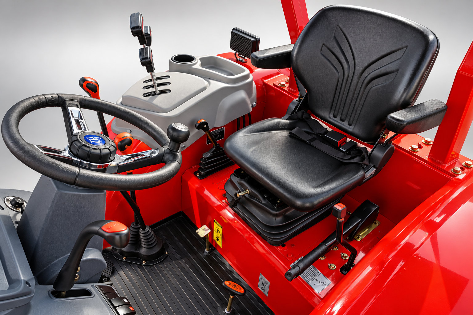 Comandos hidráulicos e volante do trator agrícola DIRAMAK